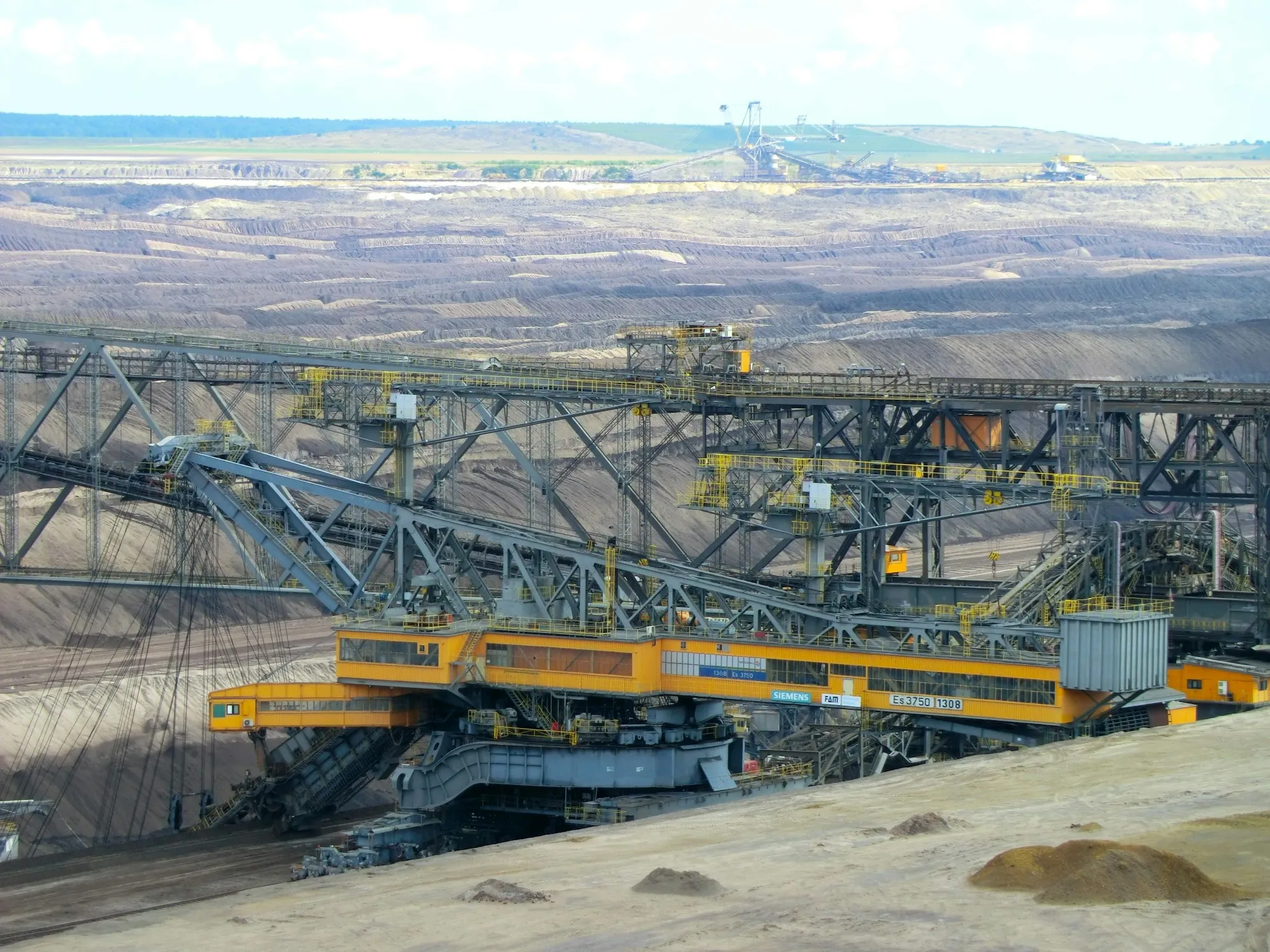 Conveyor belt bridge at an open-pit mine